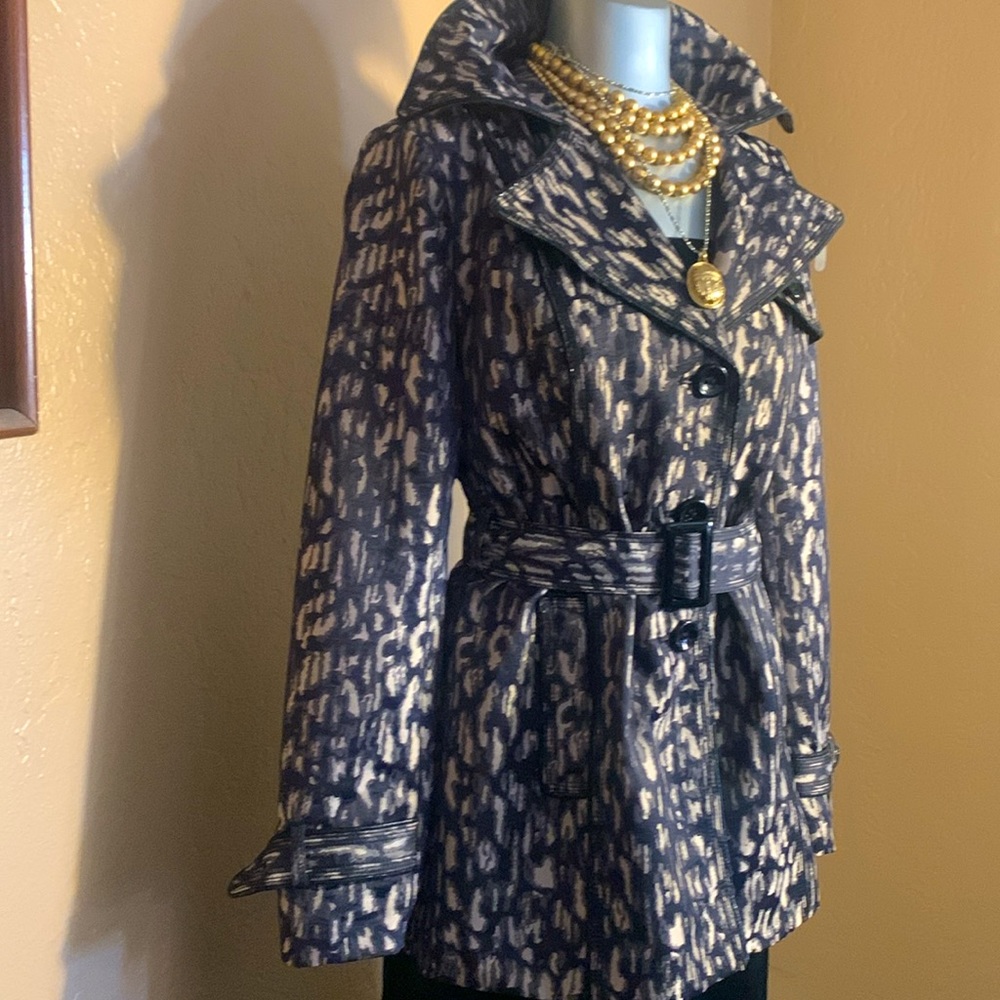 Vintage CACHE Animal Print Trench Coat. Sz S